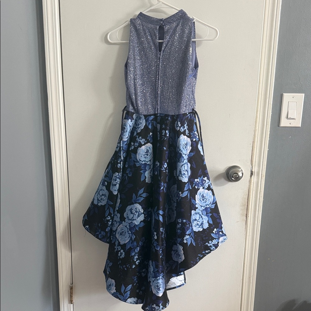 Speechless Glittery Blue and Floral Dress - Picture 3 of 4